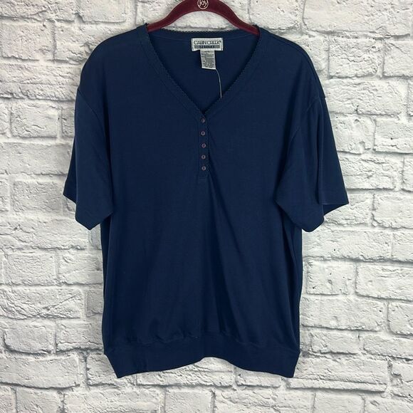 Cabin Creek Petite Large Navy Blue Blouse - Picture 1 of 6